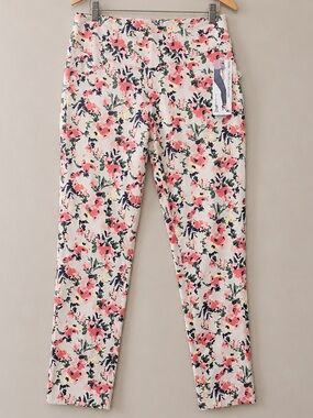 JAG NWT Floral Pull-On High Rise Skinny Jeans Size 4 Pink Multicolor Stretch